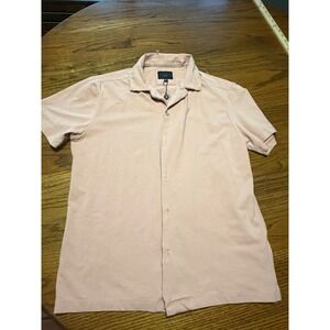 Marc Asher New York Mens Short Sleeve Button Down Shirt Dusty Rose Pink Size M
